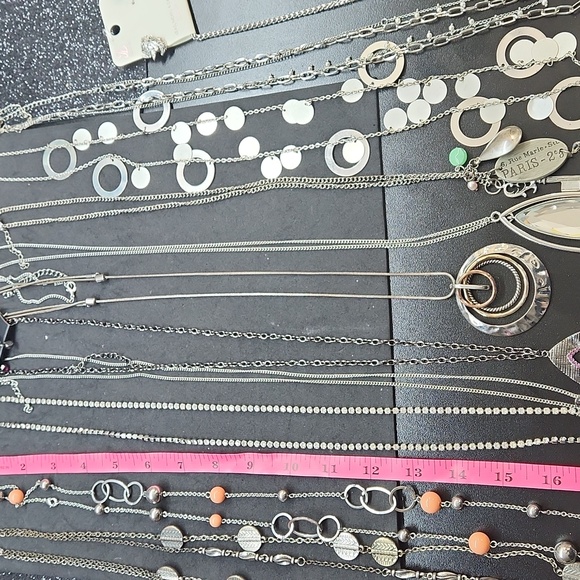 16 Silver-tone Necklace Lot - Picture 6 of 9